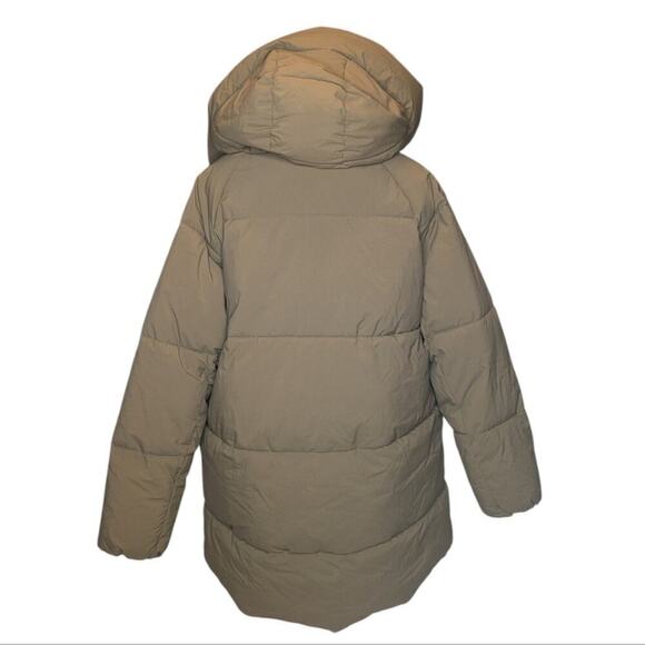 ZARA hooded puffer coat khaki green zip water repellent women's size XS - Picture 3 of 12